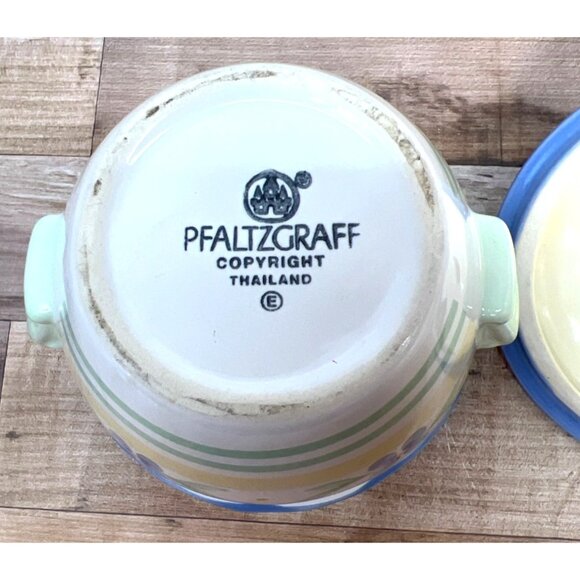 Vtg Pfaltzgraff Blue Summer Breeze Ceramic Sugar Bowl & Lid - Picture 6 of 6